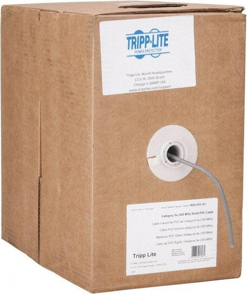 Tripp-Lite - Cat5e, 24 AWG, 350 MHz, Unshielded Network & Ethernet Cable - Gray, PVC, 1,000' OAL - Exact Tooling