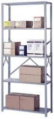 Lyon - 5 Shelf Add-On Open Steel Shelving - 1,300 Lb Capacity, 36" Wide x 84" High x 12" Deep, Gray - Exact Tooling