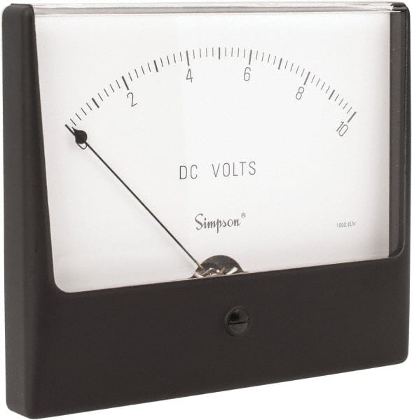 Simpson Electric - Analog, DC Voltmeter, Panel Meter - 60 Hz, 1000 Ohms at 60 Hz, 10 VDC - Exact Tooling