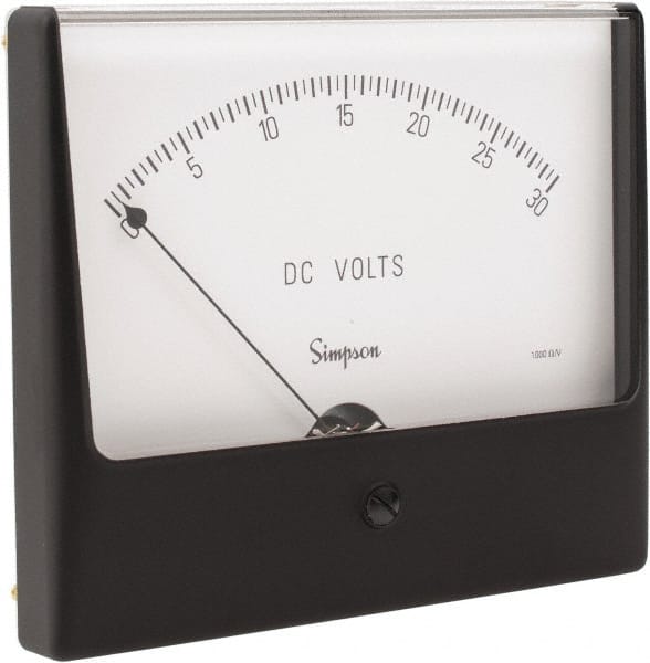 Simpson Electric - Analog, DC Voltmeter, Panel Meter - 60 Hz, 1000 Ohms at 60 Hz, 30 VDC - Exact Tooling