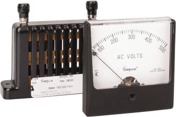 Simpson Electric - Analog, AC Voltmeter, Panel Meter - 60 Hz, 83333 Ohms at 60 Hz, 500 VAC - Exact Tooling