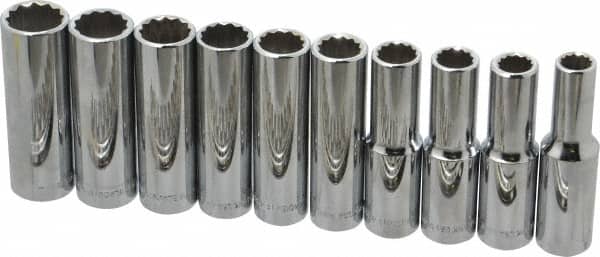 Blackhawk by Proto - 10 Piece 1/2" Drive Deep Well Socket Set - 12 Points, 10mm to 19mm Range, Metric Measurement Standard - Exact Tooling