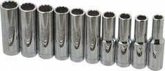 Blackhawk by Proto - 10 Piece 1/2" Drive Deep Well Socket Set - 12 Points, 10mm to 19mm Range, Metric Measurement Standard - Exact Tooling