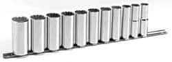 Blackhawk by Proto - 11 Piece 1/2" Drive Deep Well Socket Set - 12 Points, 1/2" to 1-1/8" Range, Inch Measurement Standard - Exact Tooling