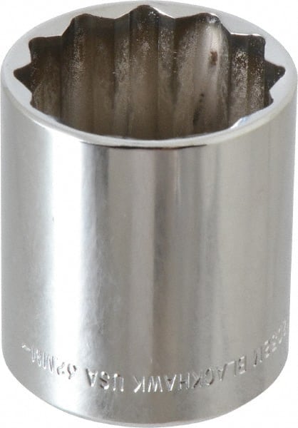 Blackhawk by Proto - 1/2" Drive, Standard Hand Socket - 12 Points, 1-13/16" OAL, Chrome Finish - Exact Tooling