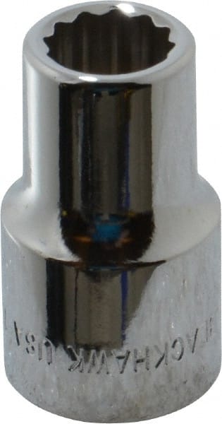 Blackhawk by Proto - 1/2" Drive, Standard Hand Socket - 12 Points, 1-1/2" OAL, Chrome Finish - Exact Tooling
