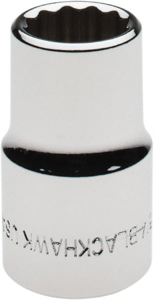 Blackhawk by Proto - 1/2" Drive, Standard Hand Socket - 12 Points, 1-1/2" OAL, Chrome Finish - Exact Tooling