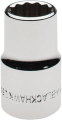 Blackhawk by Proto - 1/2" Drive, Standard Hand Socket - 12 Points, 1-1/2" OAL, Chrome Finish - Exact Tooling