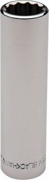 Blackhawk by Proto - 1/2" Drive, Deep Hand Socket - 12 Points, 3-3/32" OAL, Chrome Finish - Exact Tooling