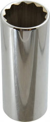 Blackhawk by Proto - 1/2" Drive, Deep Hand Socket - 12 Points, 3-3/32" OAL, Chrome Finish - Exact Tooling