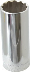 Blackhawk by Proto - 1/2" Drive, Deep Hand Socket - 12 Points, 3-3/32" OAL, Chrome Finish - Exact Tooling