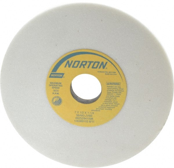 Norton - 7" Diam x 1" Thick, 60 Grit Surface Grinding Wheel - Medium Grade - Exact Tooling