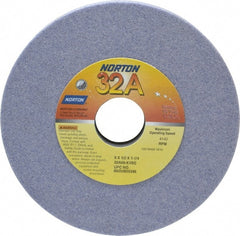 Norton - 6" Diam x 1-1/4" Hole x 1/2" Thick, K Hardness, 60 Grit Surface Grinding Wheel - Aluminum Oxide, Type 1, Medium Grade, 4,140 Max RPM, Vitrified Bond, No Recess - Exact Tooling