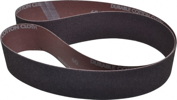 Norton - 2" Wide x 48" OAL, 60 Grit, Aluminum Oxide Abrasive Belt - Aluminum Oxide, Medium, Coated, X Weighted Cloth Backing, Series R228 - Exact Tooling