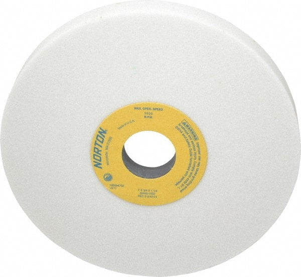 Norton - 7" Diam x 1-1/4" Hole x 3/4" Thick, I Hardness, 60 Grit Surface Grinding Wheel - Aluminum Oxide, Type 5, Medium Grade, 3,600 Max RPM, Vitrified Bond, One-Side Recess - Exact Tooling