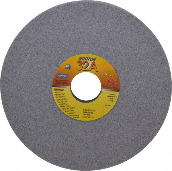 Norton - 7" Diam x 1-1/4" Hole x 3/4" Thick, I Hardness, 60 Grit Surface Grinding Wheel - Aluminum Oxide, Type 5, Medium Grade, 3,600 Max RPM, Vitrified Bond, One-Side Recess - Exact Tooling