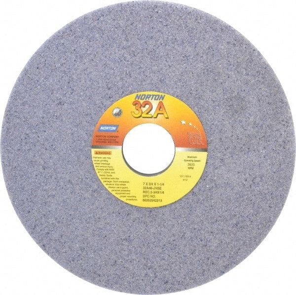 Norton - 7" Diam x 1-1/4" Hole x 3/4" Thick, J Hardness, 46 Grit Surface Grinding Wheel - Aluminum Oxide, Type 5, Coarse Grade, 3,600 Max RPM, Vitrified Bond, One-Side Recess - Exact Tooling