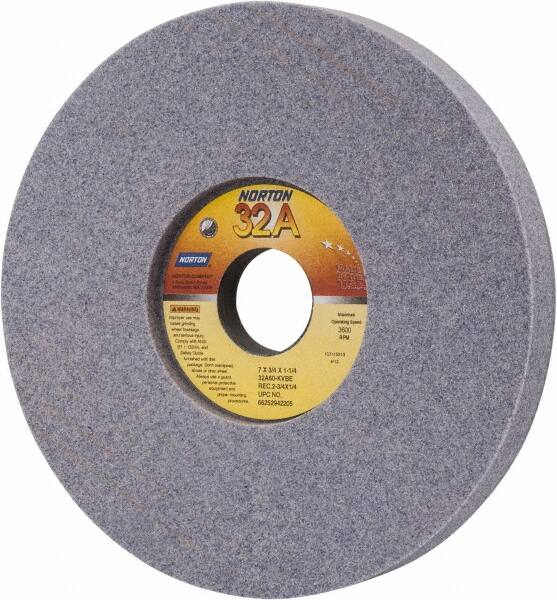 Norton - 7" Diam x 1-1/4" Hole x 3/4" Thick, K Hardness, 60 Grit Surface Grinding Wheel - Aluminum Oxide, Type 5, Medium Grade, 3,600 Max RPM, Vitrified Bond, One-Side Recess - Exact Tooling