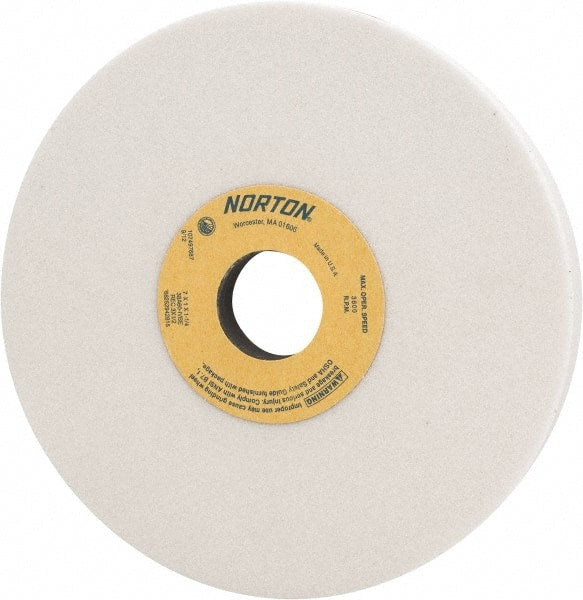 Norton - 7" Diam x 1-1/4" Hole x 1" Thick, I Hardness, 60 Grit Surface Grinding Wheel - Aluminum Oxide, Type 5, Medium Grade, 3,600 Max RPM, Vitrified Bond, One-Side Recess - Exact Tooling