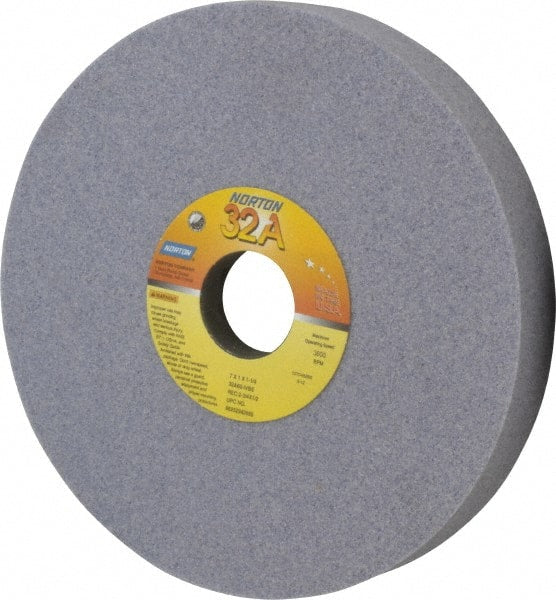 Norton - 7" Diam x 1-1/4" Hole x 1" Thick, I Hardness, 60 Grit Surface Grinding Wheel - Aluminum Oxide, Type 5, Medium Grade, 3,600 Max RPM, Vitrified Bond, One-Side Recess - Exact Tooling