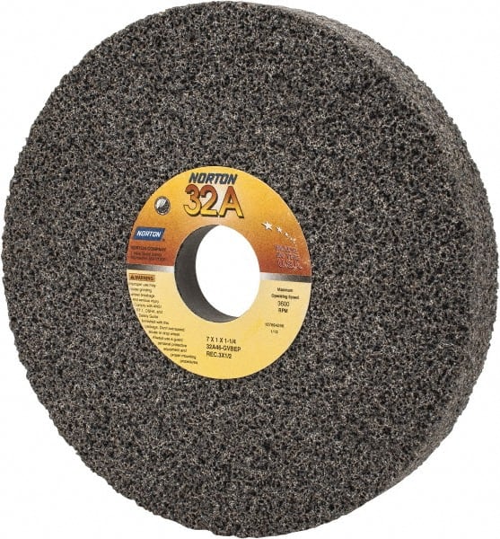 Norton - 7" Diam x 1-1/4" Hole x 1" Thick, G Hardness, 46 Grit Surface Grinding Wheel - Aluminum Oxide, Type 5, Coarse Grade, 3,600 Max RPM, Vitrified Bond, One-Side Recess - Exact Tooling