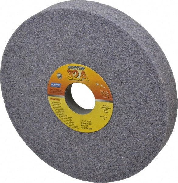 Norton - 7" Diam x 1-1/4" Hole x 1" Thick, H Hardness, 46 Grit Surface Grinding Wheel - Aluminum Oxide, Type 5, Coarse Grade, 3,600 Max RPM, Vitrified Bond, One-Side Recess - Exact Tooling