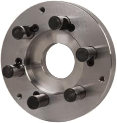Buck Chuck Company - Adapter Back Plate for 8" Diam Self Centering Lathe Chucks - D1-6 Mount, 2.39" Through Hole Diam, 6.283mm ID, 7.87" OD, 0.985" Flange Height, Steel - Exact Tooling