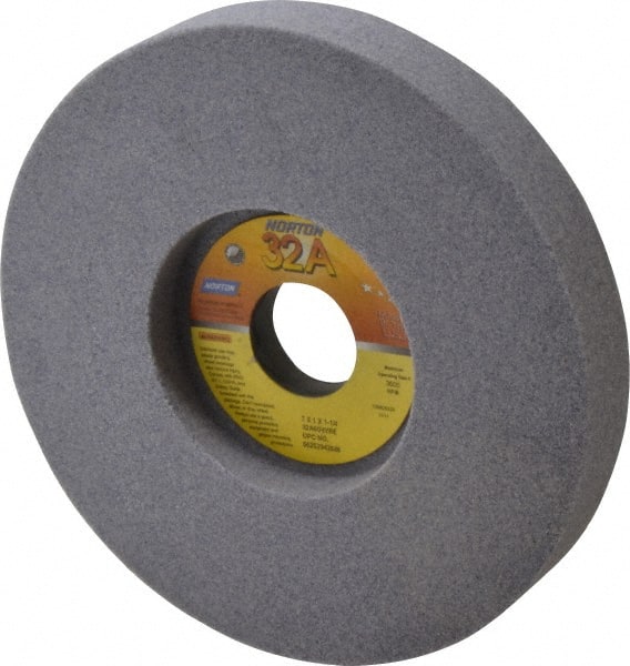 Norton - 7" Diam x 1-1/4" Hole x 1" Thick, I Hardness, 60 Grit Surface Grinding Wheel - Aluminum Oxide, Type 5, Medium Grade, 3,600 Max RPM, Vitrified Bond, One-Side Recess - Exact Tooling