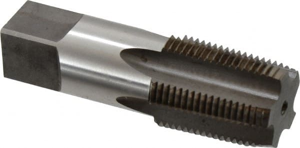 Reiff & Nestor - 3/4-14 NPTF Thread, 5 Flute Standard Pipe Tap - 3-1/4" OAL, 1-3/8" Thread Length, 29/32" Shank Diam, Nitride Finish, High Speed Steel - Exact Tooling