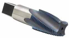 Reiff & Nestor - 3/4-14 NPT, 15° Helix, 5 Flutes, Blue Diamond Finish, High Speed Steel, Spiral Flute Pipe Tap - Right Hand Flute, 29/32" Shank Diam, 1-3/8" Thread Length, 0.5650" Projection, 11/16" Square Size, Series 120GS - Exact Tooling