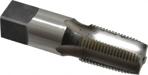Reiff & Nestor - 3/8-18 NPTF Thread, 4 Flute Standard Pipe Tap - 2-9/16" OAL, 1-1/16" Thread Length, 0.7" Shank Diam, Oxide Finish, High Speed Steel - Exact Tooling
