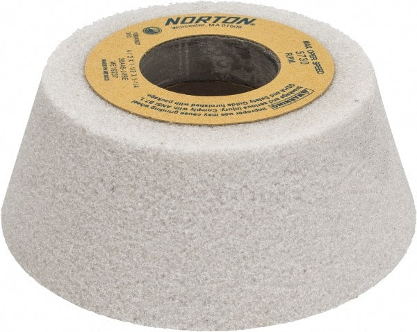 Norton - 4" Diam, 1-1/4" Hole Size, 1-1/2" Overall Thickness, 46 Grit, Type 11 Tool & Cutter Grinding Wheel - Coarse Grade, Aluminum Oxide, J Hardness, Vitrified Bond, 5,730 RPM - Exact Tooling