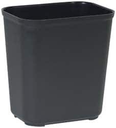 Rubbermaid - 28 Qt Black Rectangle Trash Can - Fiberglass, 14" High x 16-1/2" Long x 9" Wide - Exact Tooling