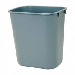 Rubbermaid - 14 Qt Gray Rectangle Trash Can - Polyethylene, 12-1/8" High x 11-3/8" Long x 8-1/4" Wide - Exact Tooling