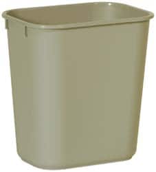 Rubbermaid - 14 Qt Beige Rectangle Trash Can - Polyethylene, 12-1/8" High x 11-3/8" Long x 8-1/4" Wide - Exact Tooling