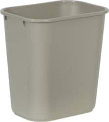 Rubbermaid - 28 Qt Beige Rectangle Trash Can - Polyethylene, 15" High x 14-3/8" Long x 10-1/4" Wide - Exact Tooling