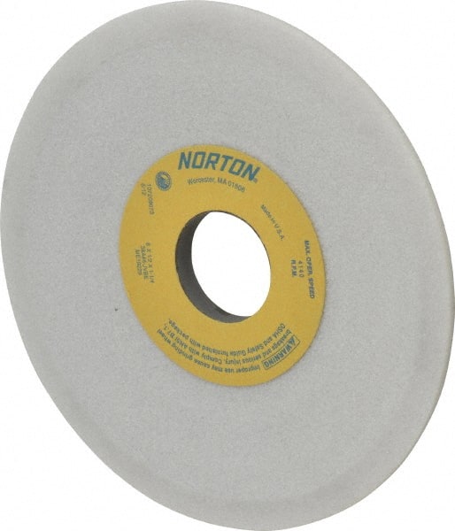 Norton - 6" Diam, 1-1/4" Hole Size, 1/2" Overall Thickness, 46 Grit, Type 12 Tool & Cutter Grinding Wheel - Coarse Grade, Diamond, J Hardness, Vitrified Bond, 4,140 RPM - Exact Tooling