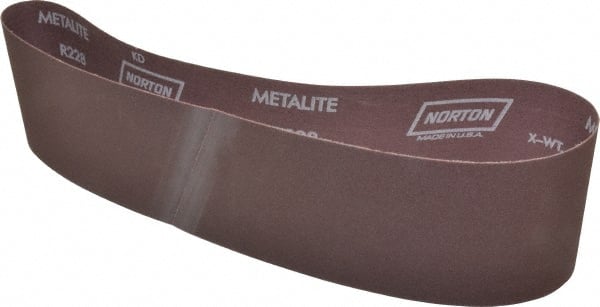 Norton - 4" Wide x 36" OAL, 180 Grit, Aluminum Oxide Abrasive Belt - Aluminum Oxide, Very Fine, Coated, X Weighted Cloth Backing, Series R228 - Exact Tooling