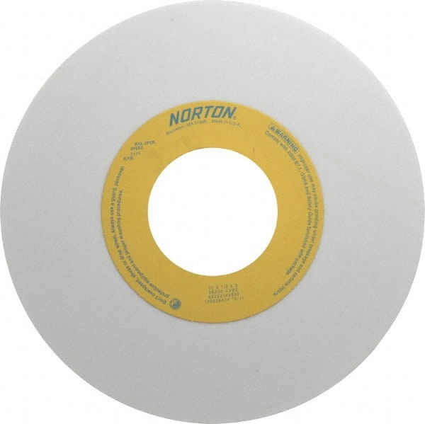 Norton - 10" Diam x 3" Hole x 1/2" Thick, K Hardness, 60 Grit Surface Grinding Wheel - Aluminum Oxide, Type 1, Medium Grade, 2,485 Max RPM, Vitrified Bond, No Recess - Exact Tooling