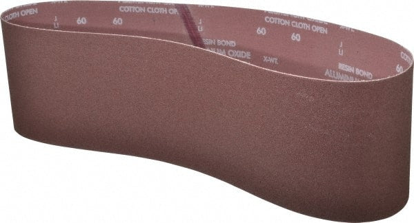 Norton - 6" Wide x 48" OAL, 60 Grit, Aluminum Oxide Abrasive Belt - Aluminum Oxide, Medium, Coated, X Weighted Cloth Backing, Series R228 - Exact Tooling