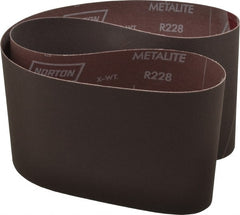 Norton - 6" Wide x 48" OAL, 320 Grit, Aluminum Oxide Abrasive Belt - Aluminum Oxide, Extra Fine, Coated, X Weighted Cloth Backing, Series R228 - Exact Tooling