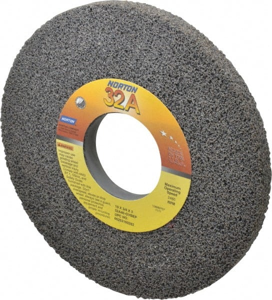 Norton - 10" Diam x 3" Hole x 3/4" Thick, G Hardness, 46 Grit Surface Grinding Wheel - Aluminum Oxide, Type 1, Coarse Grade, 2,485 Max RPM, Vitrified Bond, No Recess - Exact Tooling