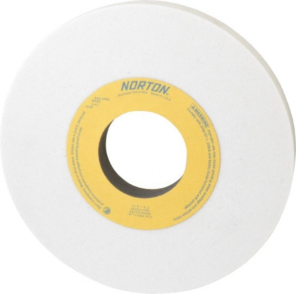 Norton - 10" Diam x 3" Hole x 1" Thick, I Hardness, 60 Grit Surface Grinding Wheel - Aluminum Oxide, Type 1, Medium Grade, 2,485 Max RPM, Vitrified Bond, No Recess - Exact Tooling
