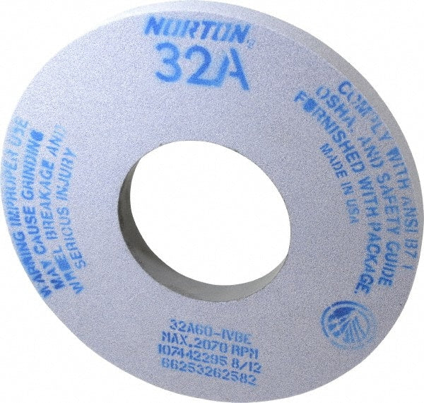 Norton - 12" Diam x 5" Hole x 1" Thick, I Hardness, 60 Grit Surface Grinding Wheel - Aluminum Oxide, Type 1, Medium Grade, 2,070 Max RPM, Vitrified Bond, No Recess - Exact Tooling
