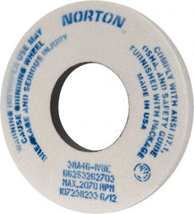 Norton - 12" Diam x 5" Hole x 1" Thick, I Hardness, 46 Grit Surface Grinding Wheel - Aluminum Oxide, Type 1, Coarse Grade, 2,070 Max RPM, Vitrified Bond, No Recess - Exact Tooling