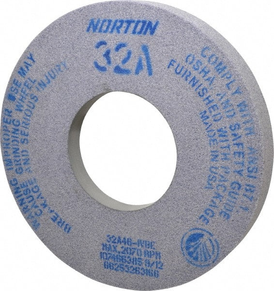 Norton - 12" Diam x 5" Hole x 1-1/2" Thick, I Hardness, 46 Grit Surface Grinding Wheel - Aluminum Oxide, Type 5, Coarse Grade, 2,070 Max RPM, Vitrified Bond, One-Side Recess - Exact Tooling