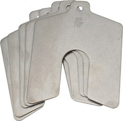 Made in USA - 5 Piece, 3 Inch Long x 3 Inch Wide x 0.05 Inch Thick, Slotted Shim Stock - Stainless Steel, 3/4 Inch Wide Slot - Exact Tooling