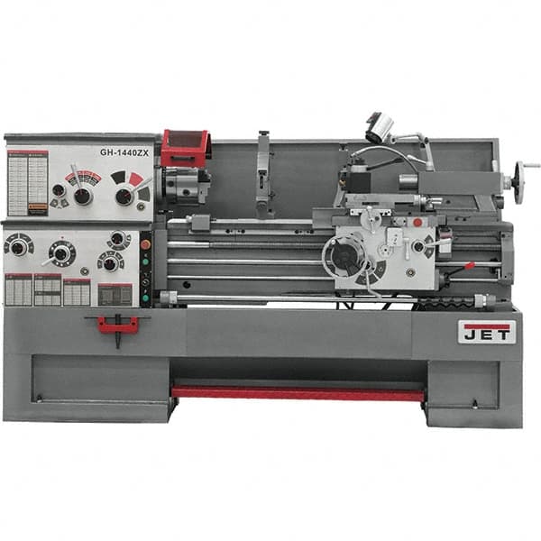 Jet - 14" Swing, 40" Between Centers, 230/460 Volt, Triple Phase Engine Lathe - 7MT Taper, 7-1/2 hp, 42 to 1,800 RPM, 3-1/8" Bore Diam, 40" Deep x 46-7/8" High x 97-1/2" Long - Exact Tooling