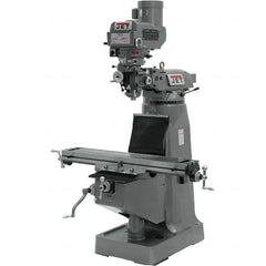 Jet - 9" Table Width x 49" Table Length, Variable Speed Pulley Control, 1 Phase Knee Milling Machine - R8 Spindle Taper, 2 hp - Exact Tooling