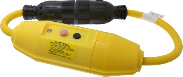 Tower - 1 Outlet, 125 Volt, 20 Amp Rating, Inline, Manual, Industrial GFCI - 2 Ft. Long Cord, 5-20 P and R NEMA Configuration, Switch, Pilot Light, Plastic Housing - Exact Tooling